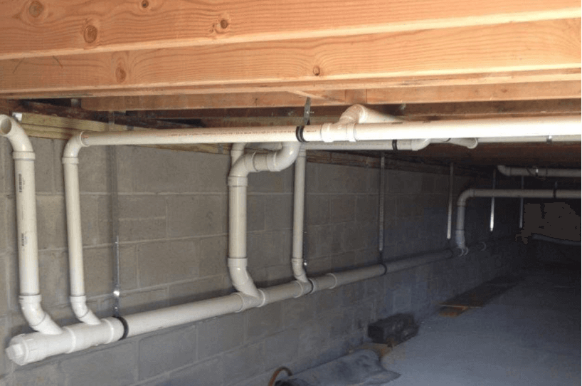 Under house plastic pipework